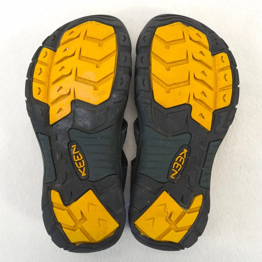Keen Blue Leather Textile Hiking Sandals Bungee Hook Loop Ankle Straps Size 4